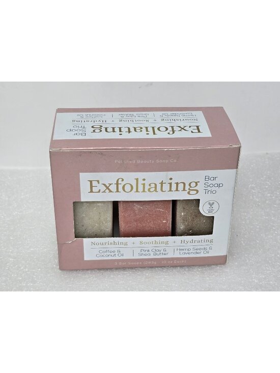 Polished Beauty Soap Co. Other - Polished Beauty Soap Co Exfoliating Bar Soap Trio Coffee & Coconut Oil Pink Clay